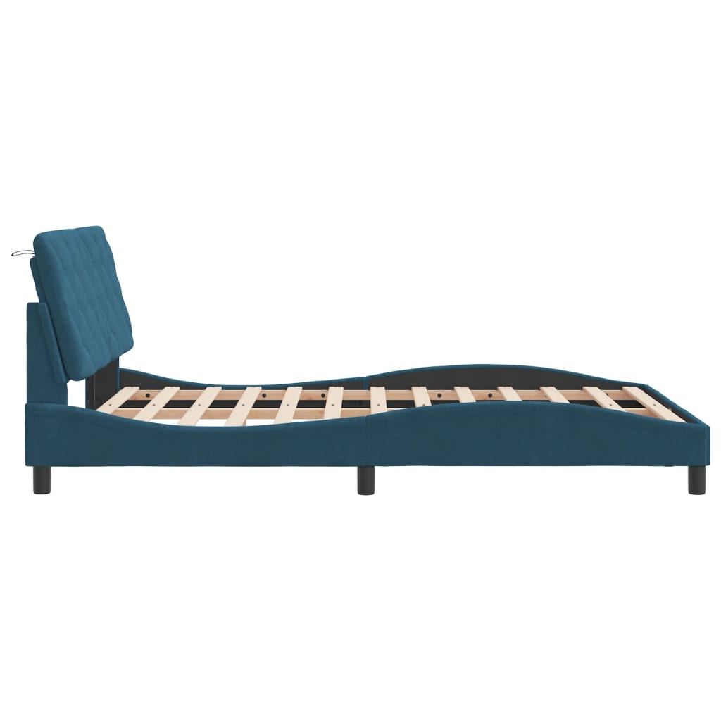Bettgestell ohne Matratze Blau 120x200 cm Samt