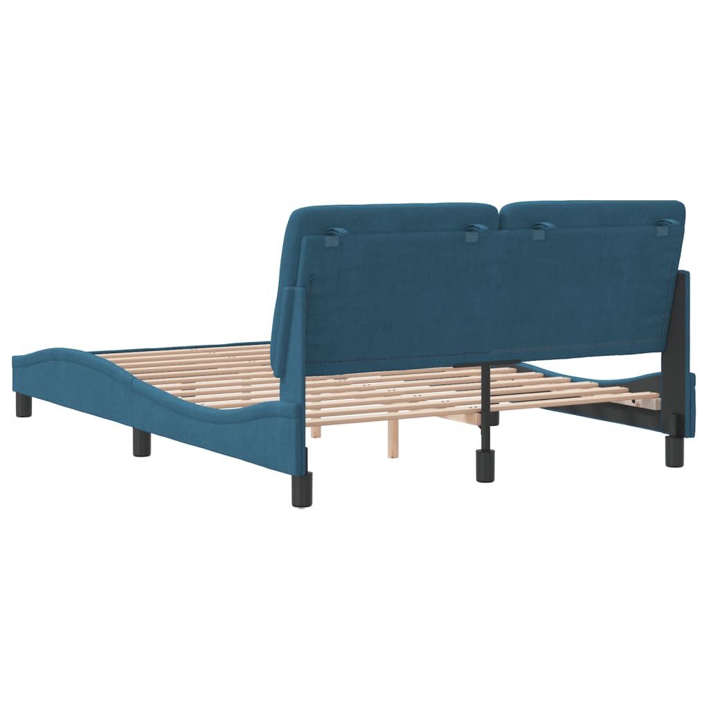 Bettgestell ohne Matratze Blau 120x200 cm Samt