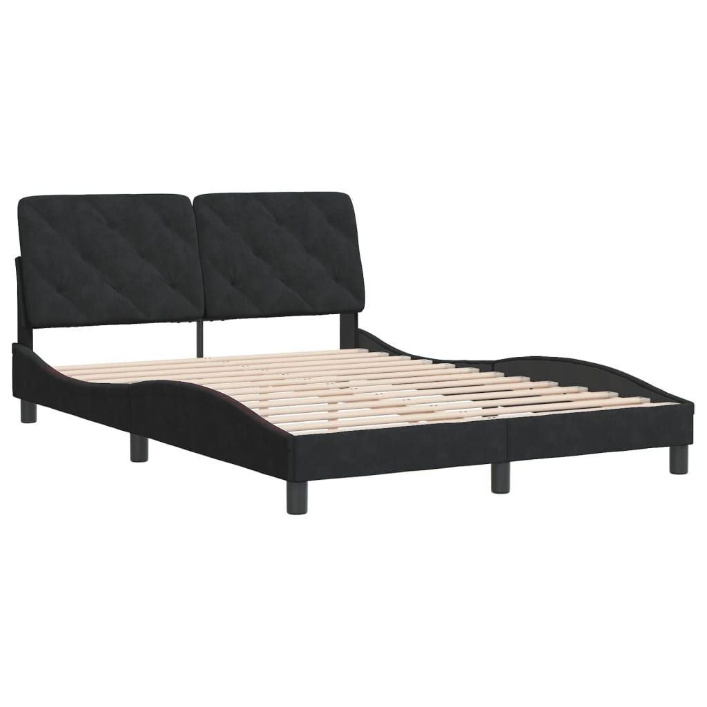 Bettgestell ohne Matratze Schwarz 140x190 cm Samt