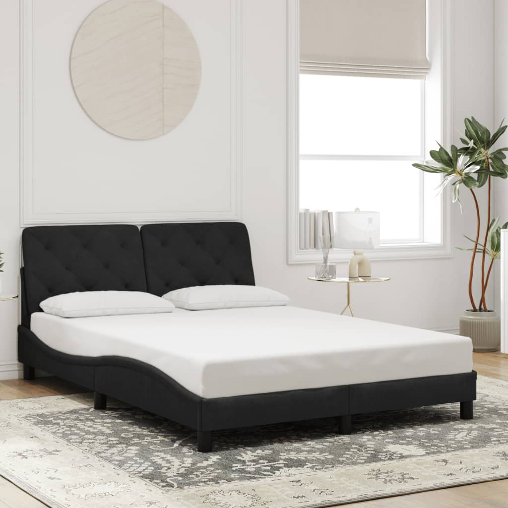 Bettgestell ohne Matratze Schwarz 140x190 cm Samt