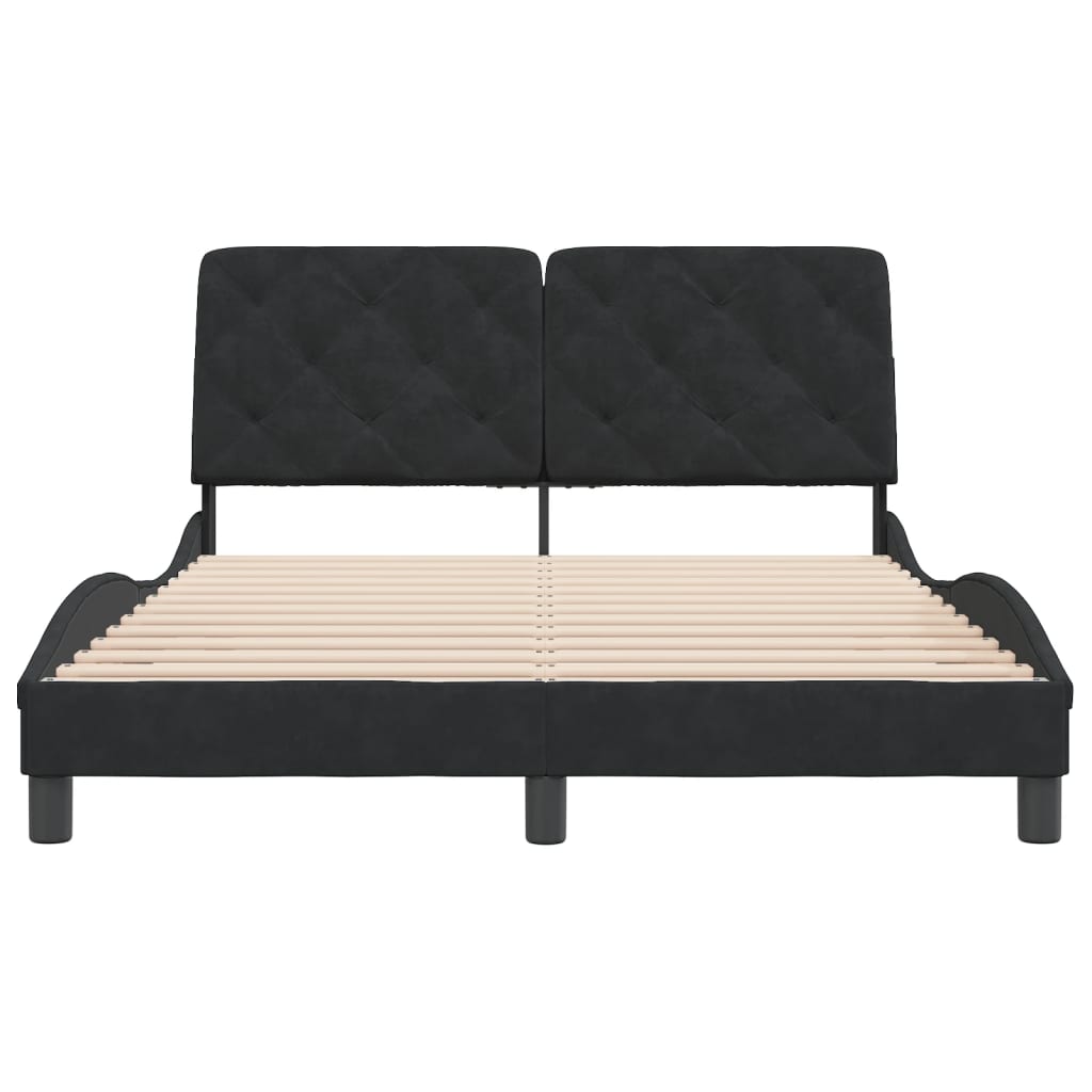 Bettgestell ohne Matratze Schwarz 140x190 cm Samt