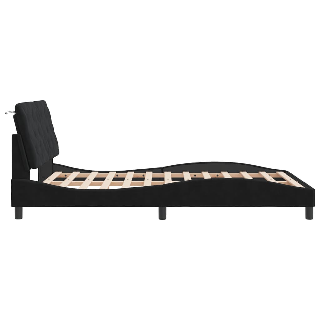 Bettgestell ohne Matratze Schwarz 140x190 cm Samt