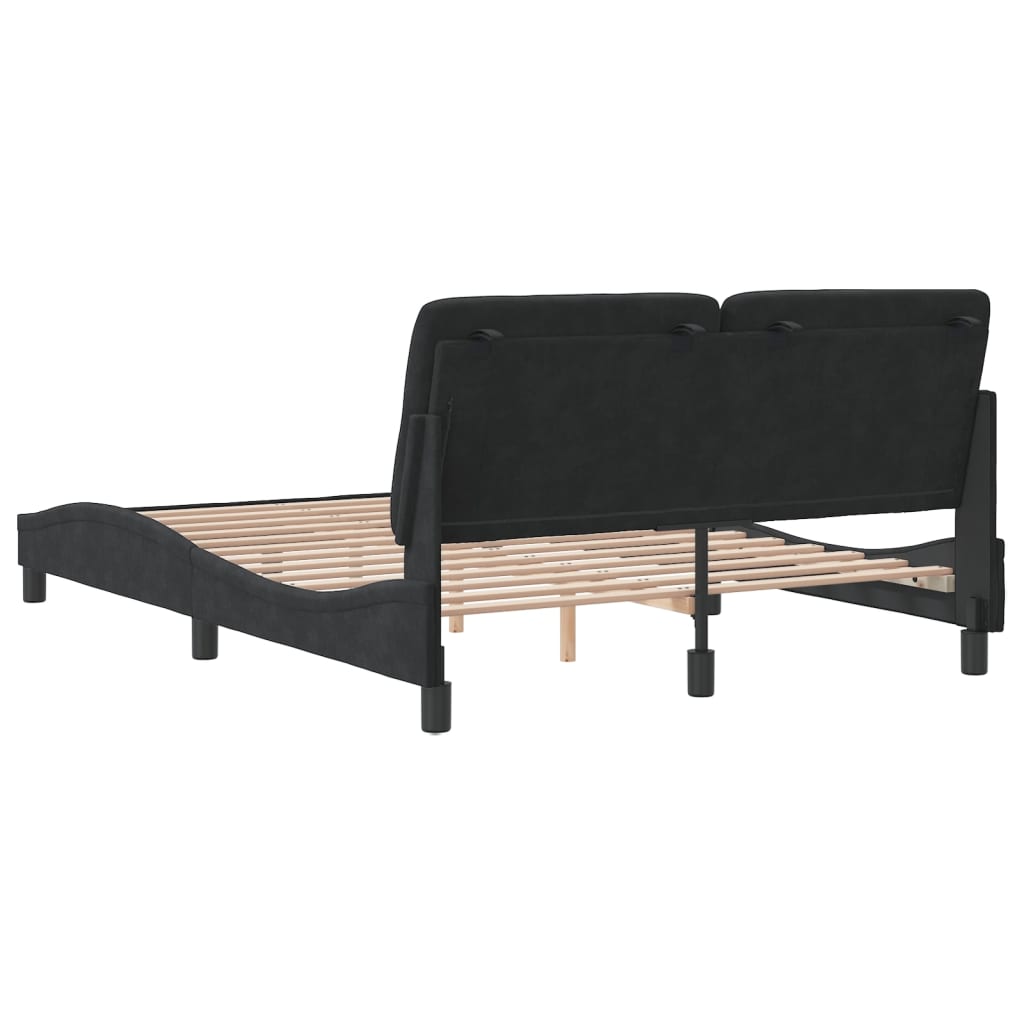 Bettgestell ohne Matratze Schwarz 140x190 cm Samt