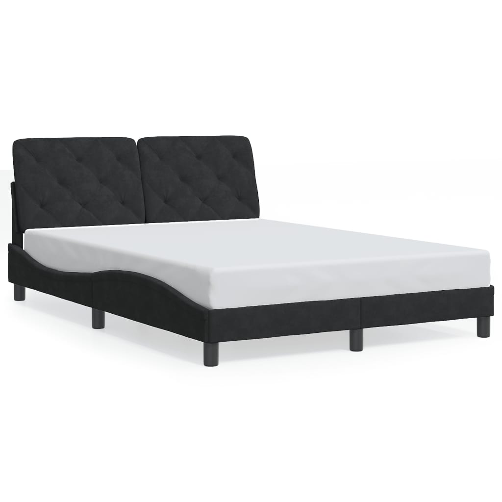 Bettgestell ohne Matratze Schwarz 140x190 cm Samt