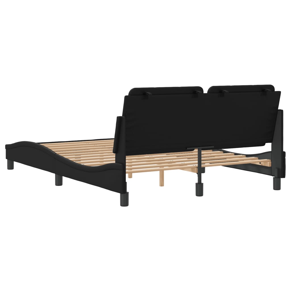 Bettgestell ohne Matratze "Zadar" Schwarz 140x190 cm Kunstleder