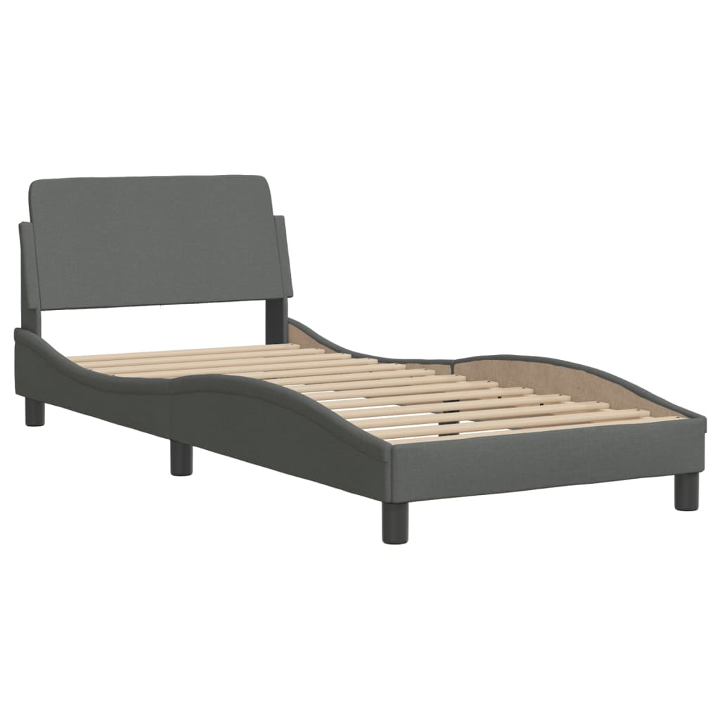Bettgestell mit LED ohne Matratze "Hvar" Dunkelgrau 90x190 cm Stoff