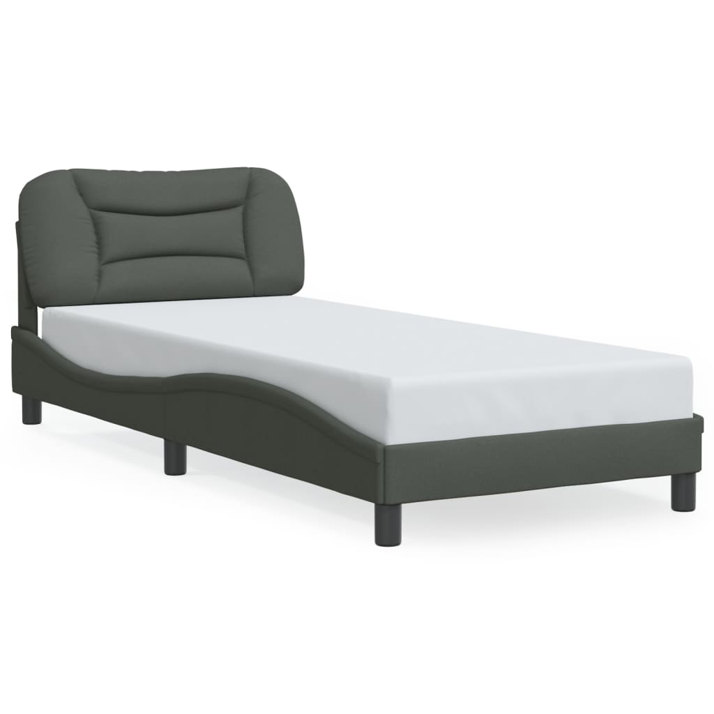 Bettgestell mit LED ohne Matratze "Hvar" Dunkelgrau 90x190 cm Stoff