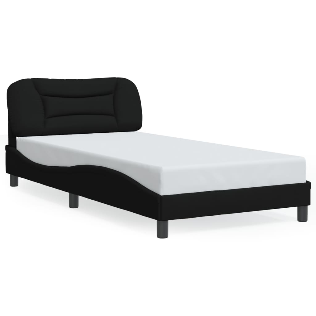 Bettgestell mit LED ohne Matratze "Hvar" Schwarz 100x200 cm Stoff