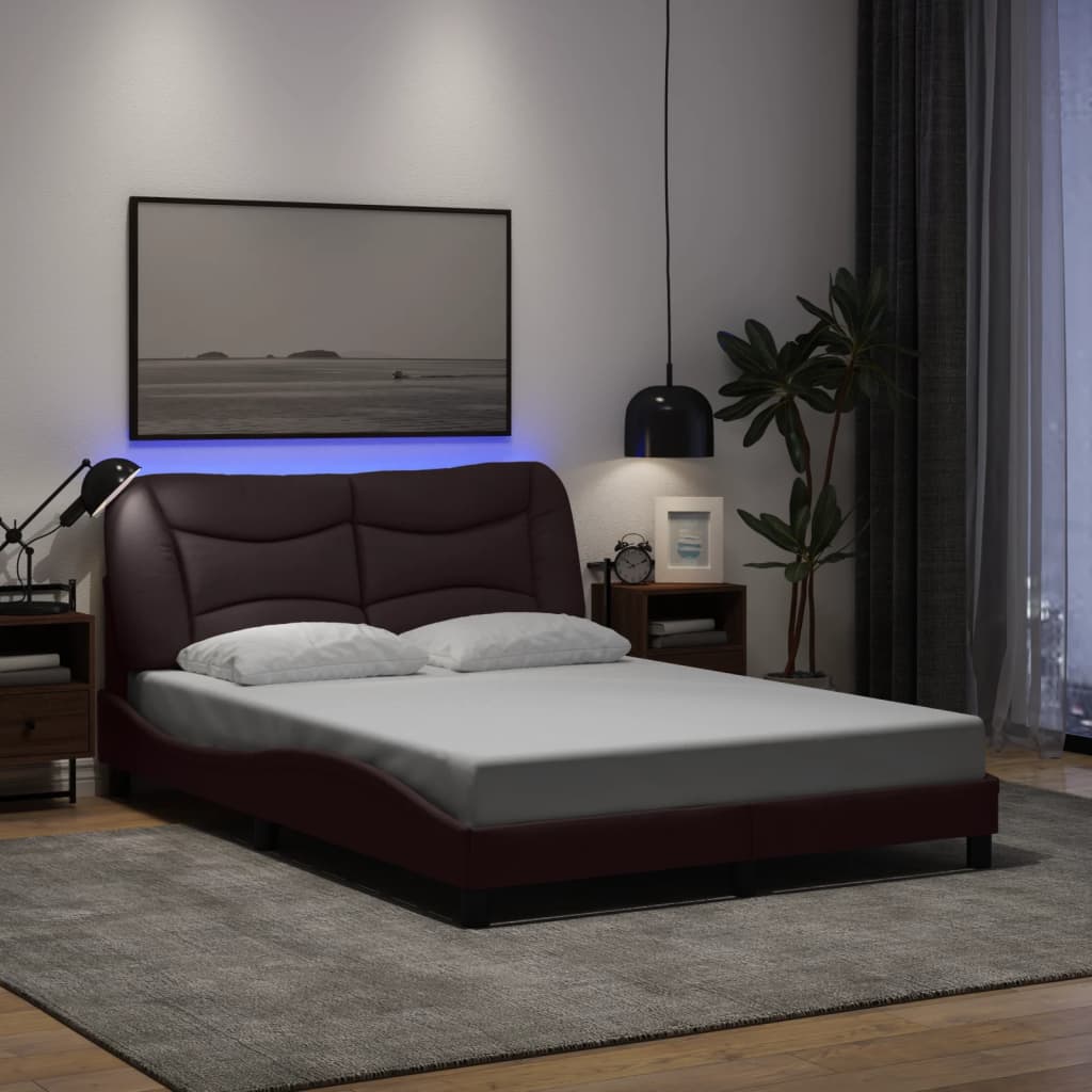 Bettgestell mit LED ohne Matratze "Hvar" Dunkelbraun 120x200 cm Stoff