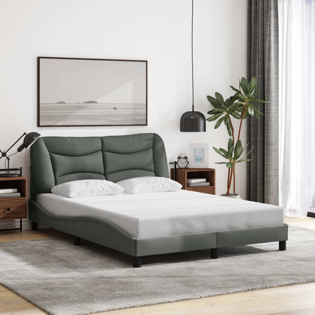 Bettgestell mit LED ohne Matratze "Hvar" Dunkelgrau 140x190 cm Stoff