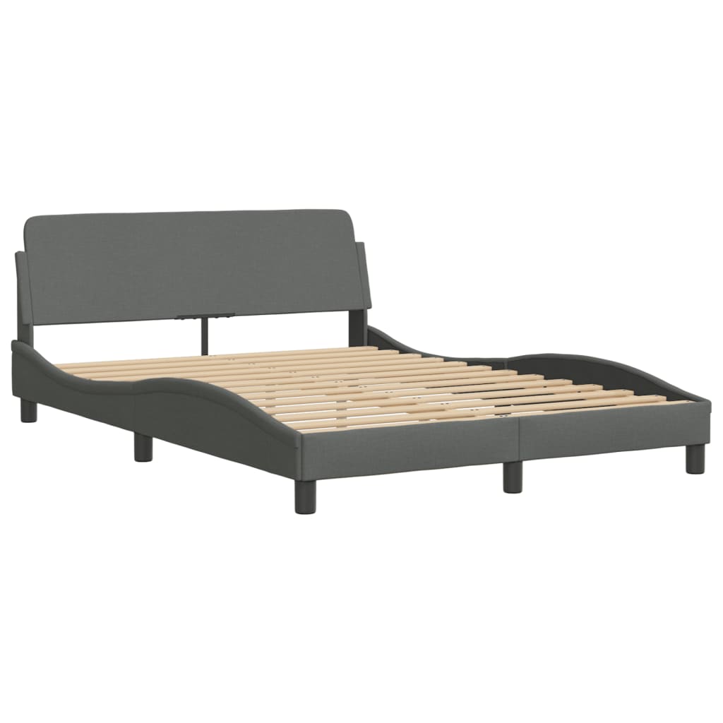 Bettgestell mit LED ohne Matratze "Hvar" Dunkelgrau 140x190 cm Stoff