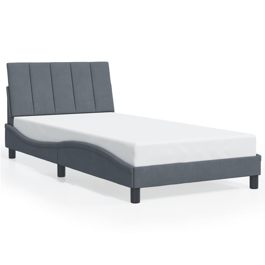 Bettgestell mit LED ohne Matratze "Hanko" Dunkelgrau 100x200 cm Samt