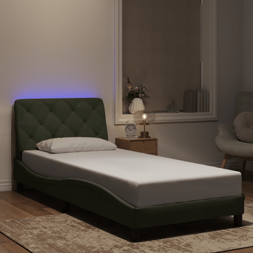 Bettgestell mit LED ohne Matratze Hellgrau 80x200 cm Samt