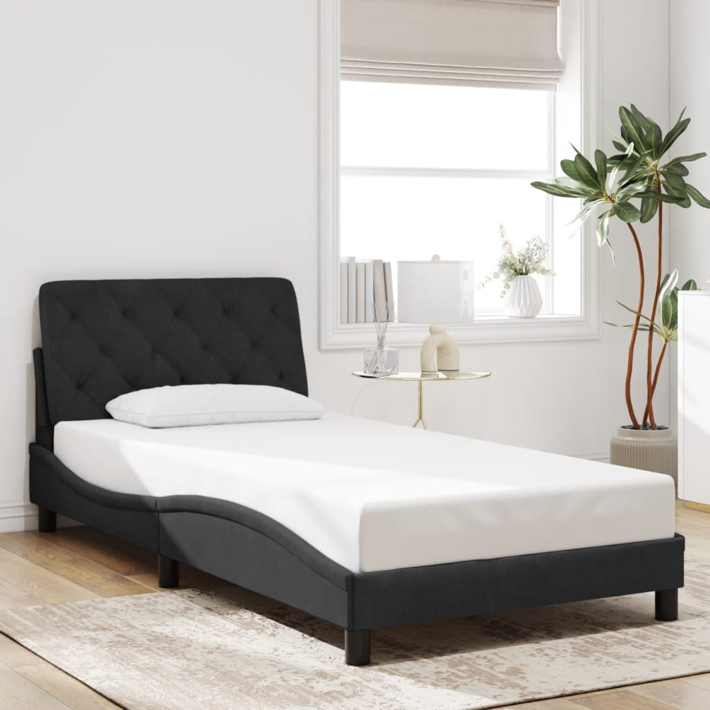 Bettgestell mit LED ohne Matratze Schwarz 100x200 cm Samt