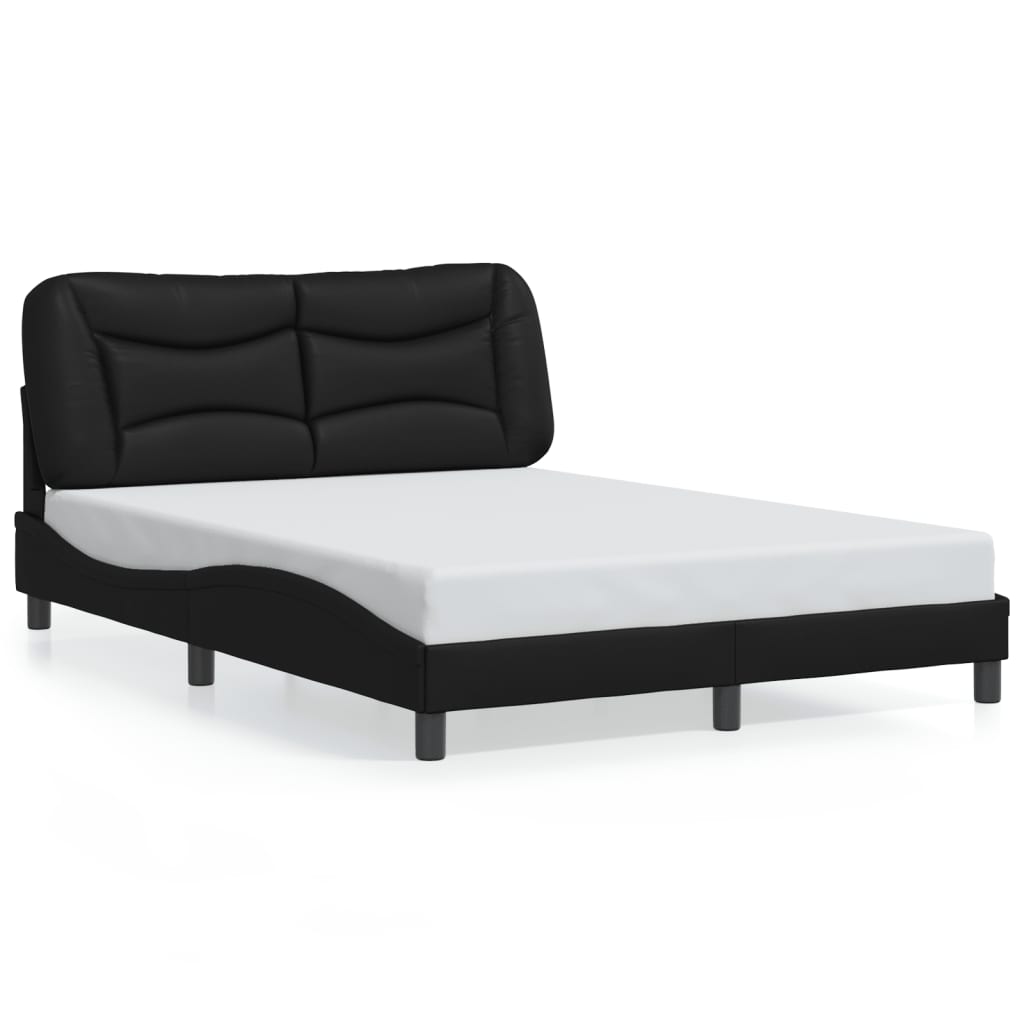 Bettgestell mit LED ohne Matratze "Hvar" Schwarz 140x190 cm Kunstleder