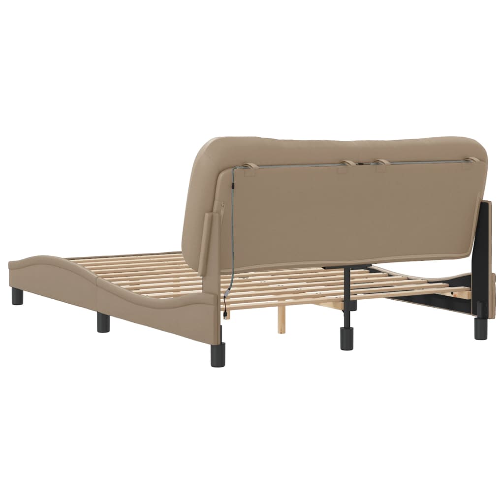 Bettgestell mit LED ohne Matratze "Hvar" Cappuccino-Braun 140x200 cm Kunstleder