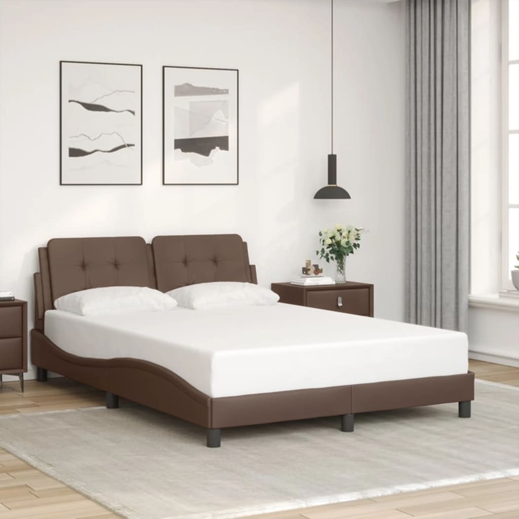 Bettgestell mit LED ohne Matratze "Zadar" Braun 120x200 cm Kunstleder