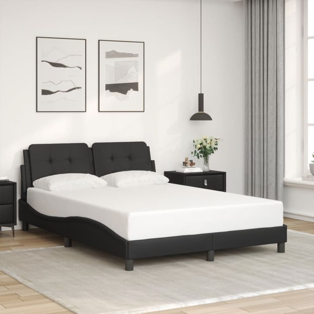 Bettgestell mit LED ohne Matratze "Zadar" Schwarz 140x190 cm Kunstleder