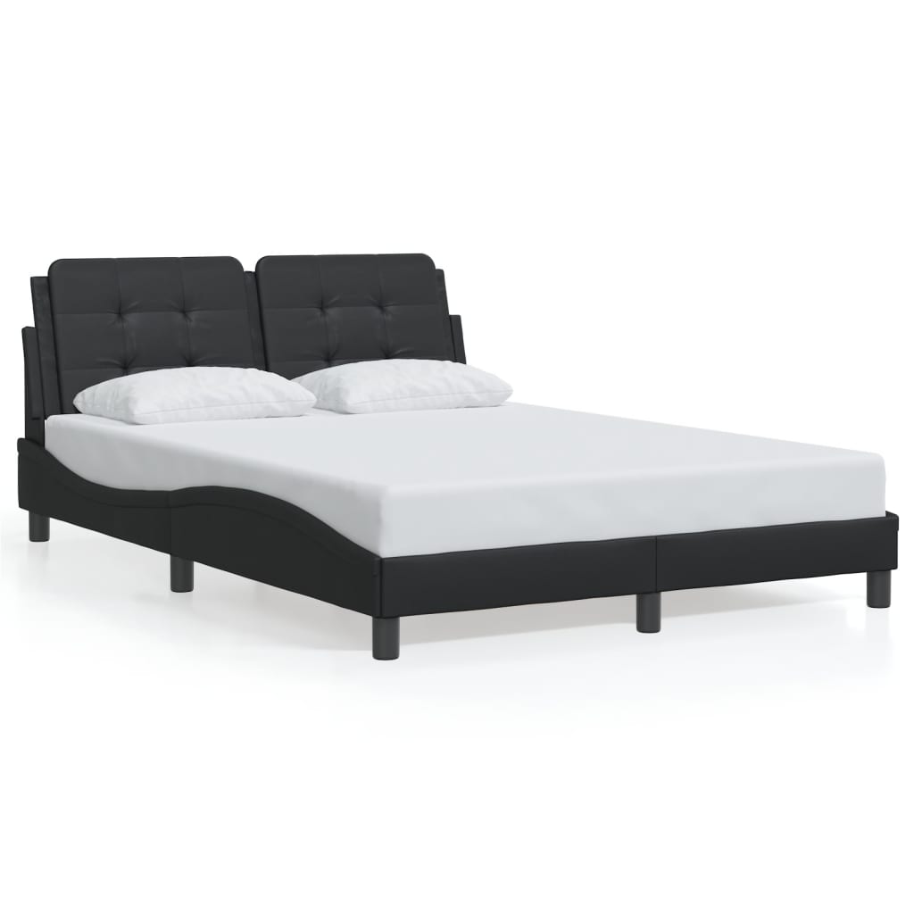 Bettgestell mit LED ohne Matratze "Zadar" Schwarz 140x190 cm Kunstleder