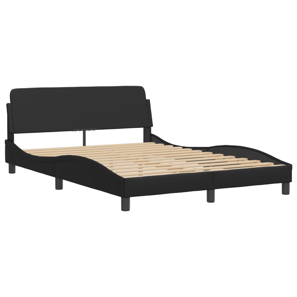 Bettgestell mit LED ohne Matratze "Zadar" Schwarz 140x190 cm Kunstleder
