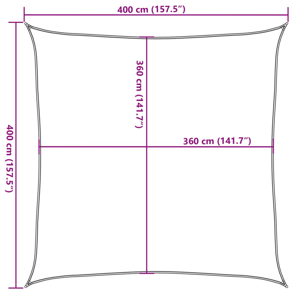 Sonnensegel Hellgrau 4x4 m 100% Polyester Oxford