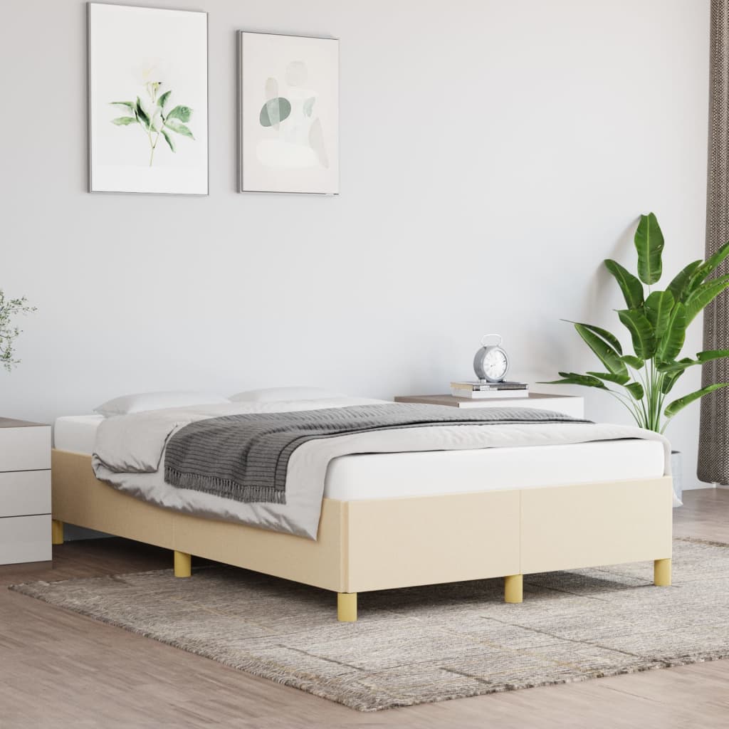 Bettgestell ohne Matratze Creme 120x190 cm Stoff