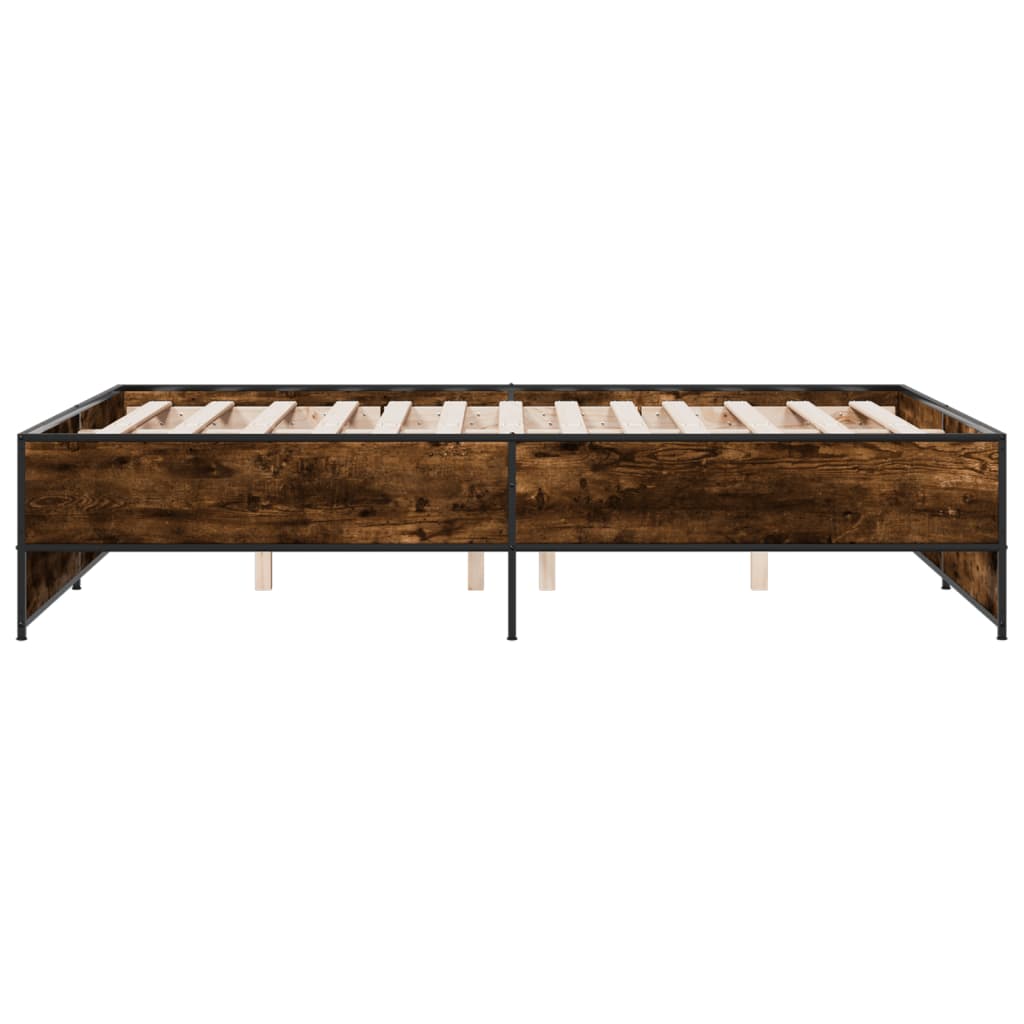 Bettgestell Räuchereiche 140x190 cm Holzwerkstoff und Metall