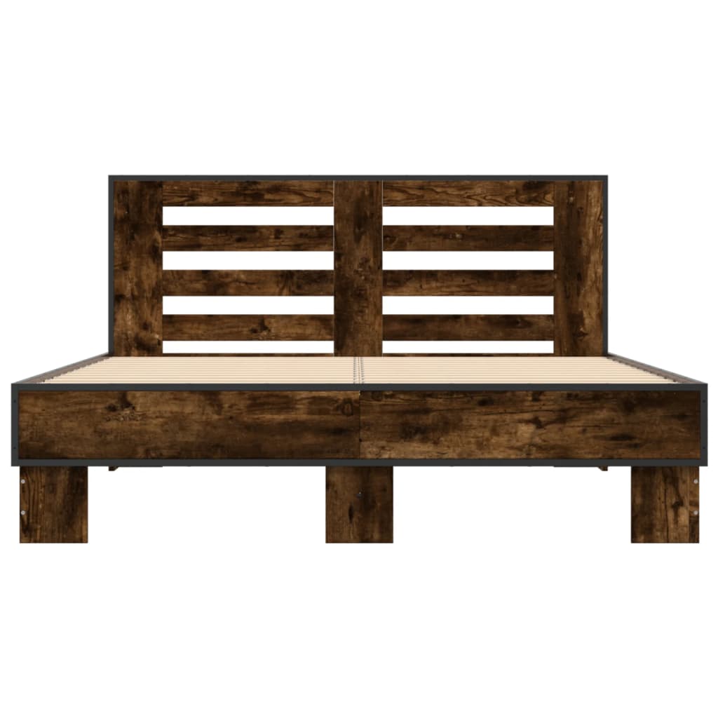 Bettgestell Räuchereiche 120x200 cm Holzwerkstoff und Metall