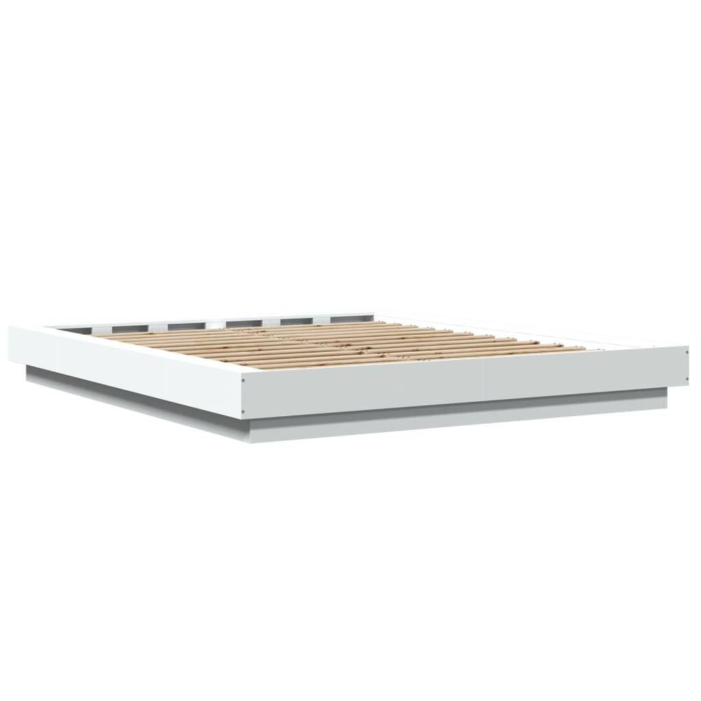 Bettgestell mit LED Weiß 160x200 cm Holzwerkstoff