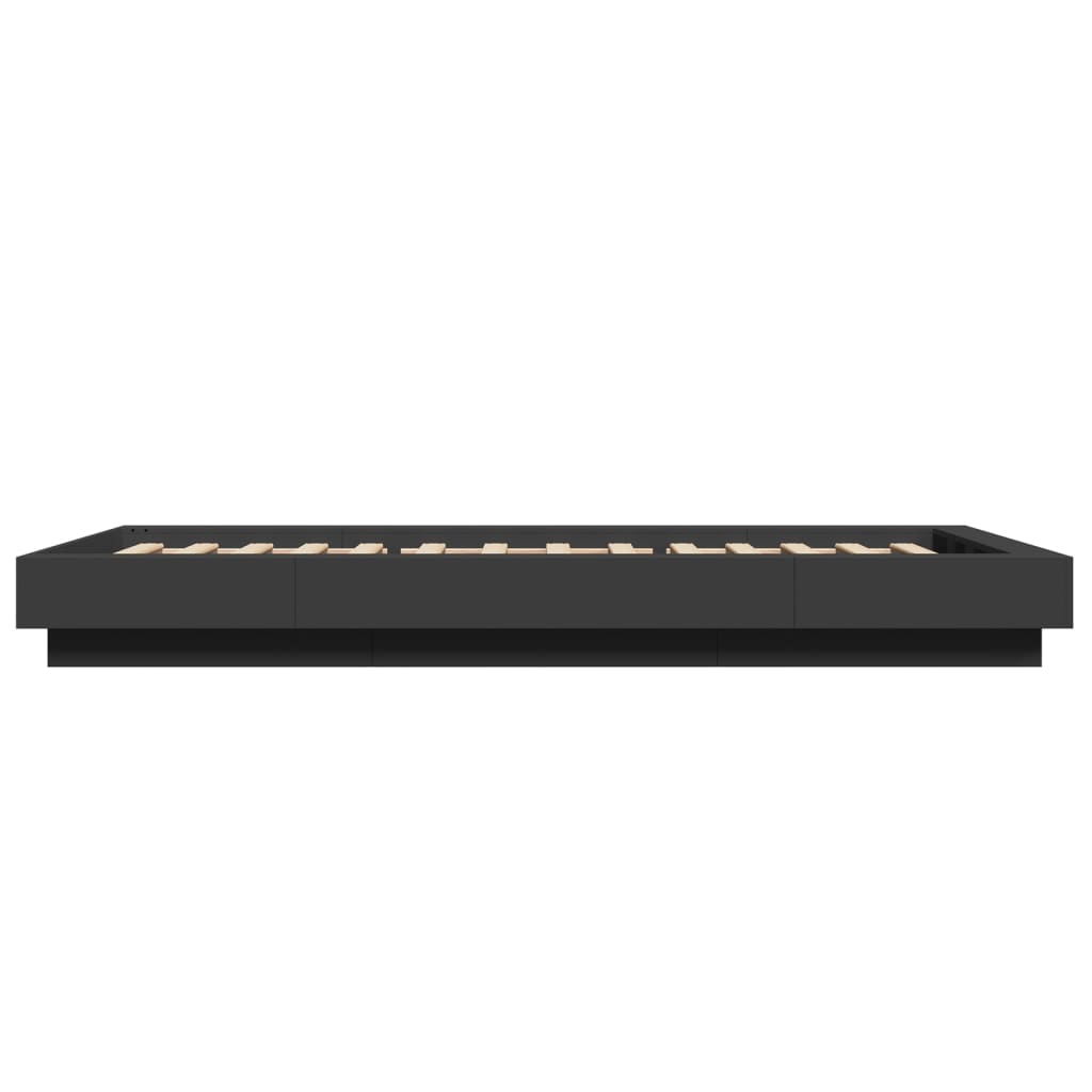 Bettgestell mit LED Schwarz 100x200 cm Holzwerkstoff