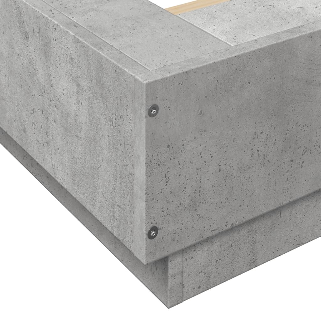 Bettgestell mit LED Betongrau 120x190 cm Holzwerkstoff