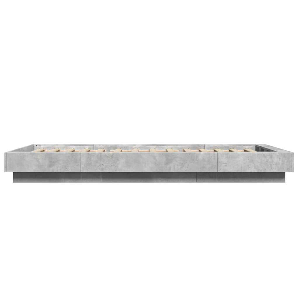 Bettgestell mit LED Betongrau 90x190 cm Holzwerkstoff