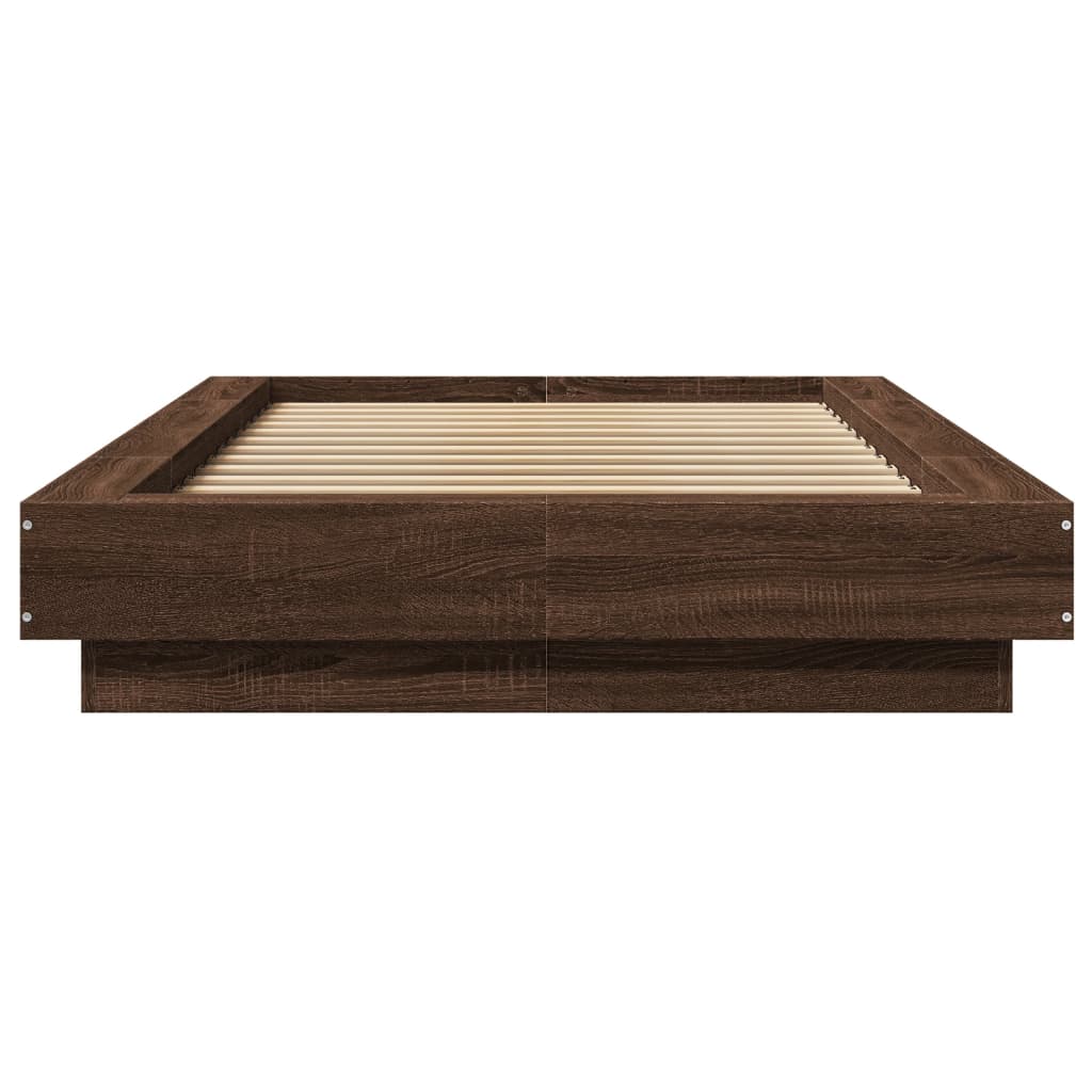 Bettgestell mit LED Braun Eichen-Optik 90x190 cm Holzwerkstoff