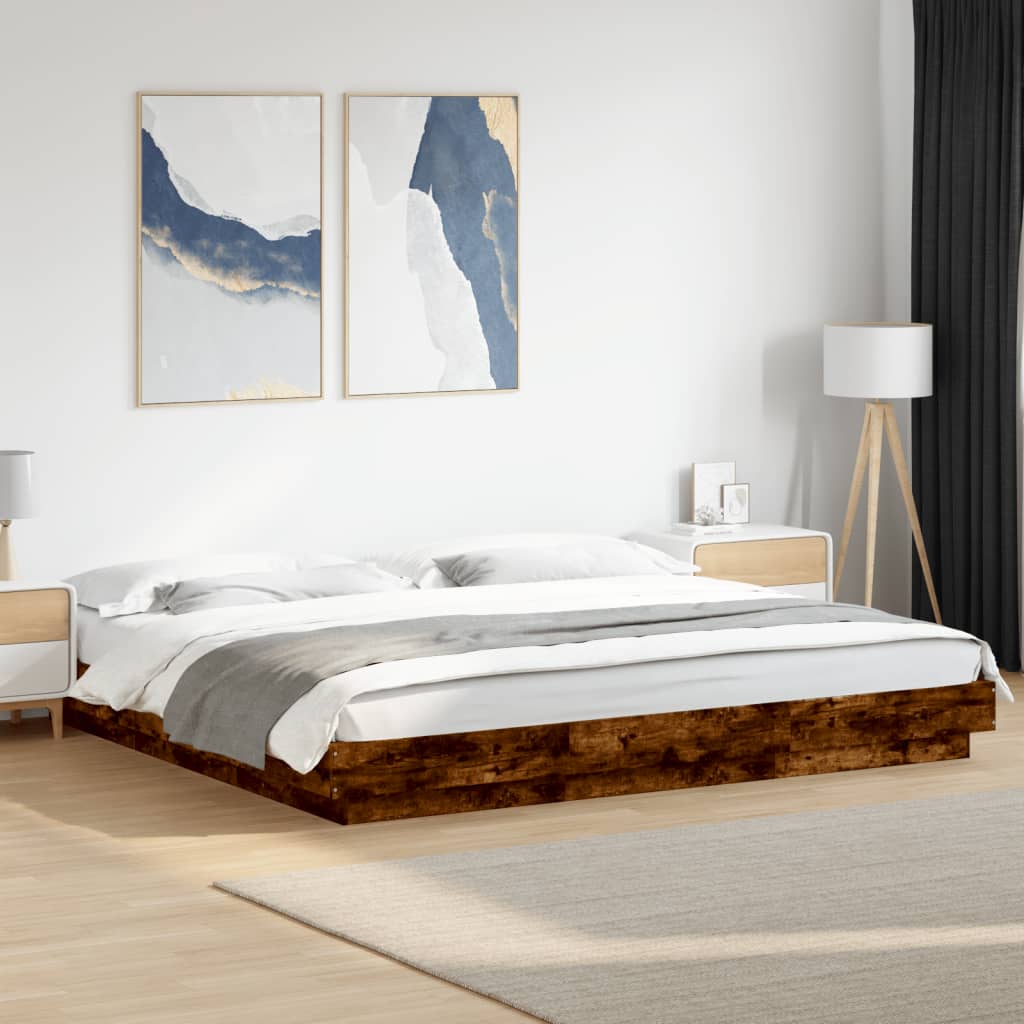 Bettgestell Räuchereiche 200x200 cm Holzwerkstoff