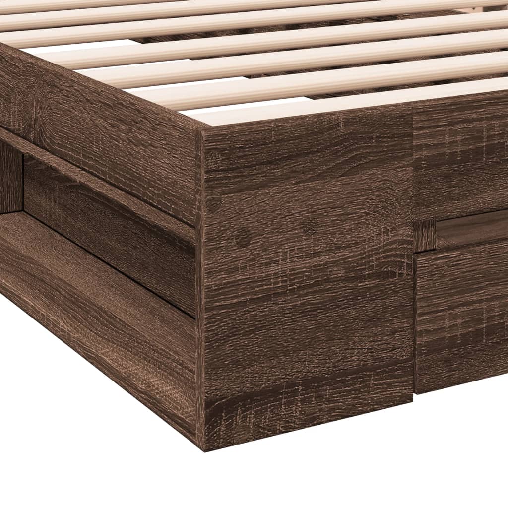 Bettgestell mit Schublade Braun Eichen-Optik 100x200 cm
