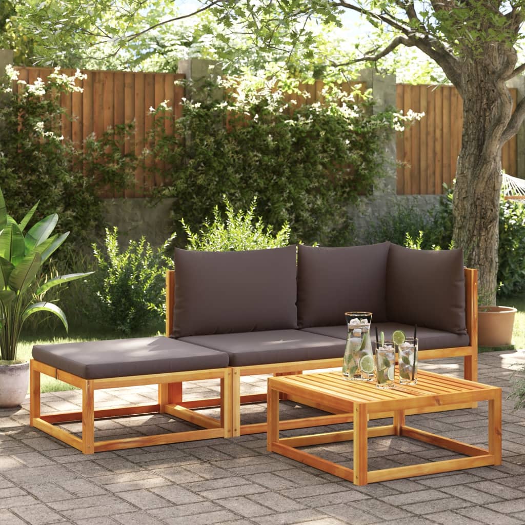 Gartensofa mit Kissen 2-Sitzer Holz Akazie & Seil