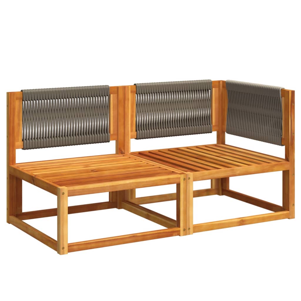 Gartensofa mit Kissen 2-Sitzer Holz Akazie & Seil