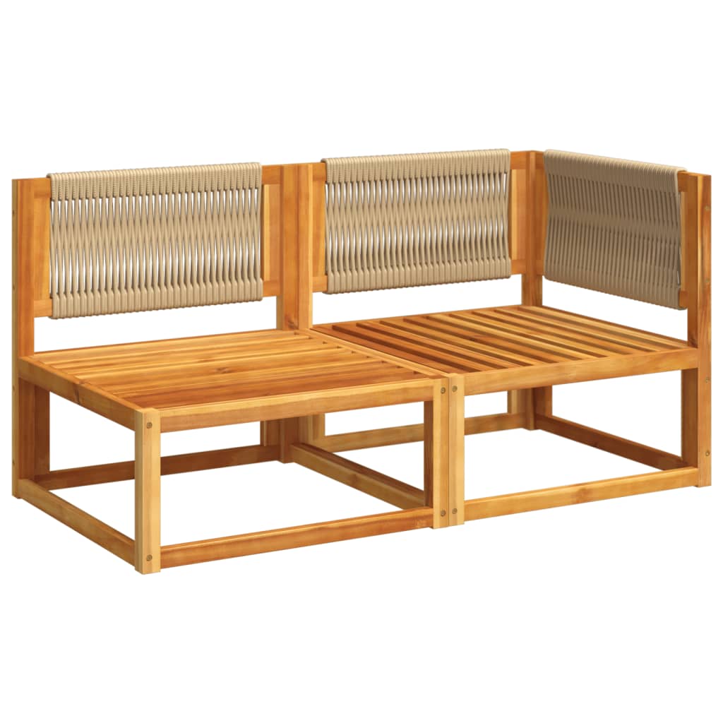 Gartensofa mit Kissen 2-Sitzer Holz Akazie & Seil