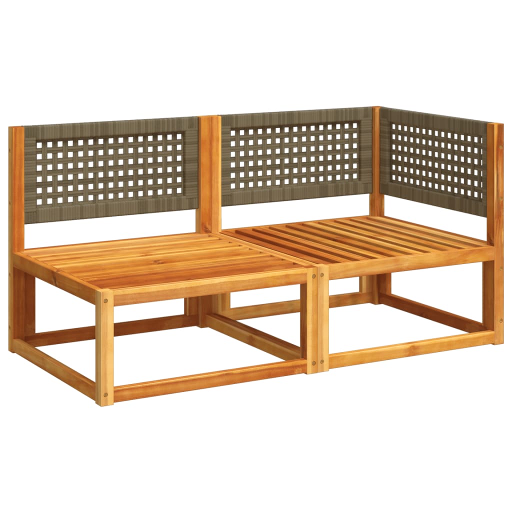 Gartensofa mit Kissen 2-Sitzer Holz Akazie & Rattan