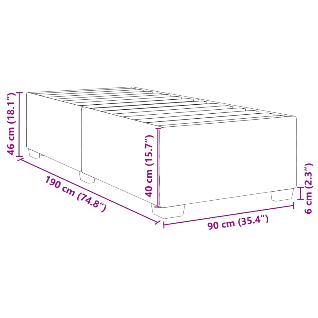 Bettgestell ohne Matratze Schwarz 90x190 cm Stoff