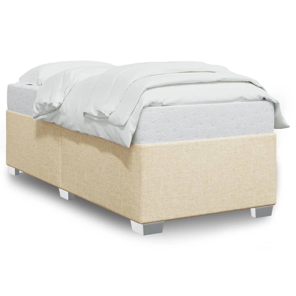 Bettgestell ohne Matratze Creme 90x190 cm Stoff