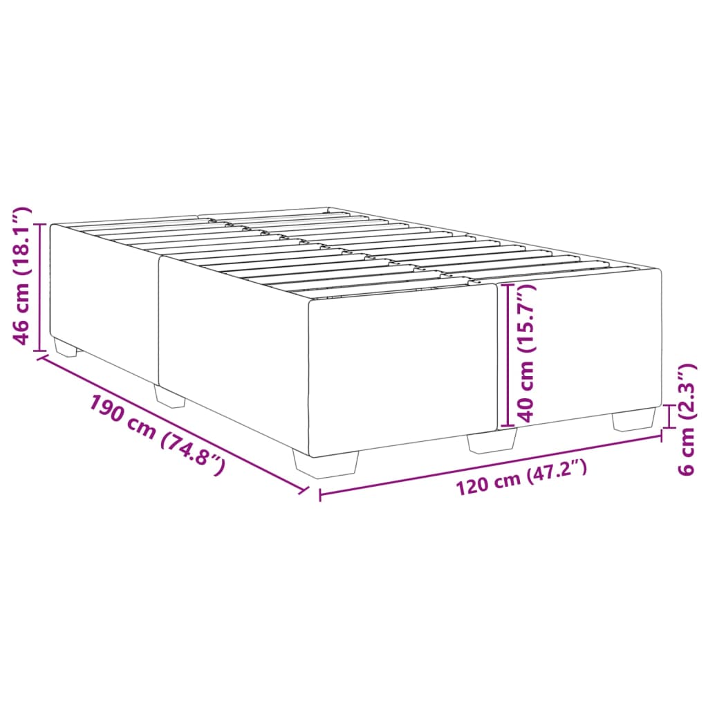 Bettgestell ohne Matratze Grau 120x190 cm Kunstleder