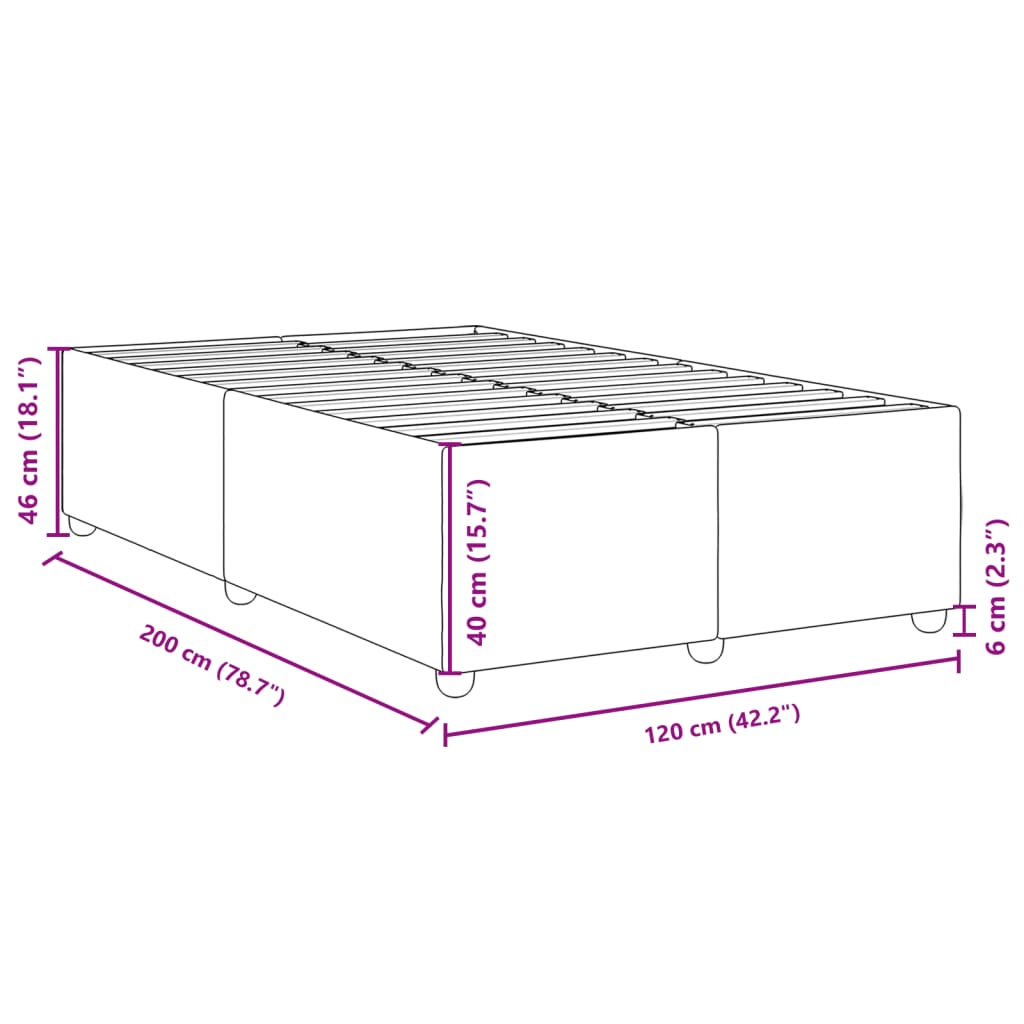 Bettgestell ohne Matratze Blau 120x200 cm Stoff