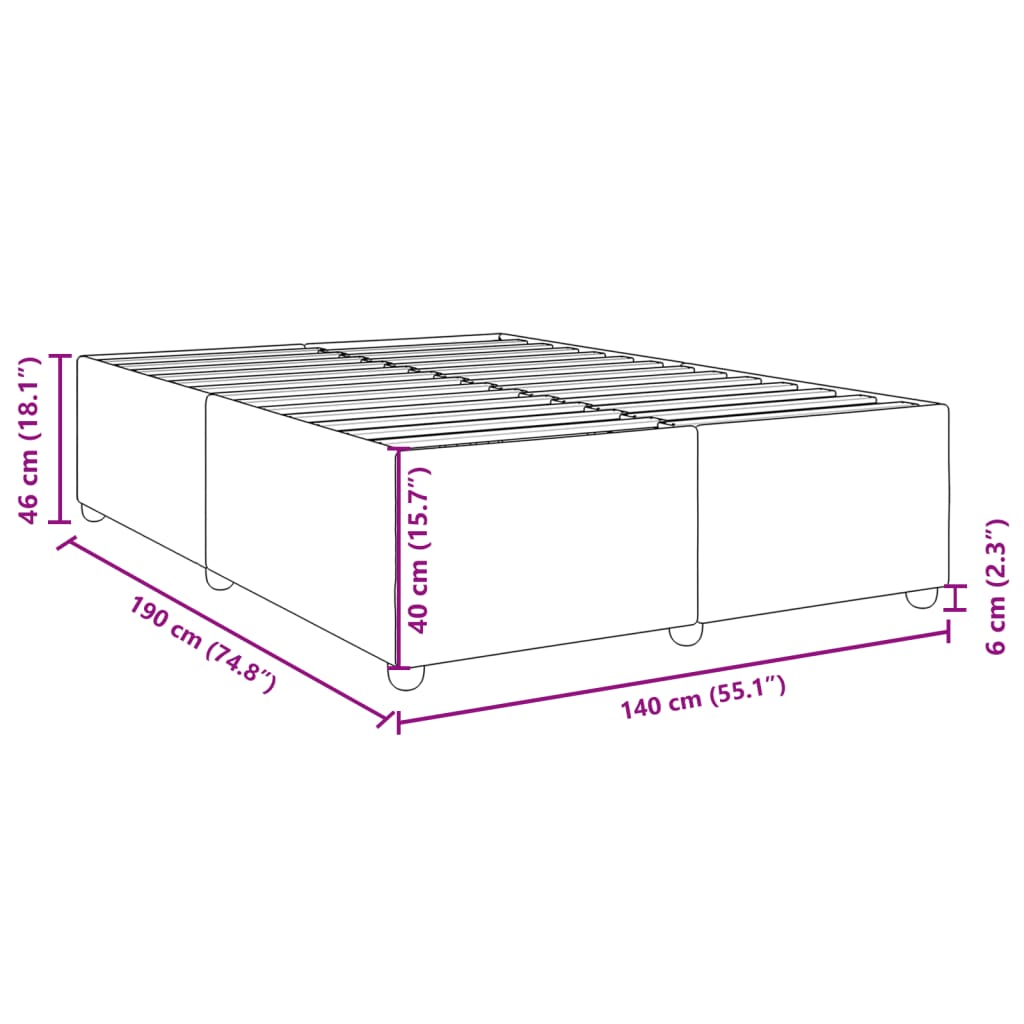 Bettgestell ohne Matratze Schwarz 140x190 cm Stoff