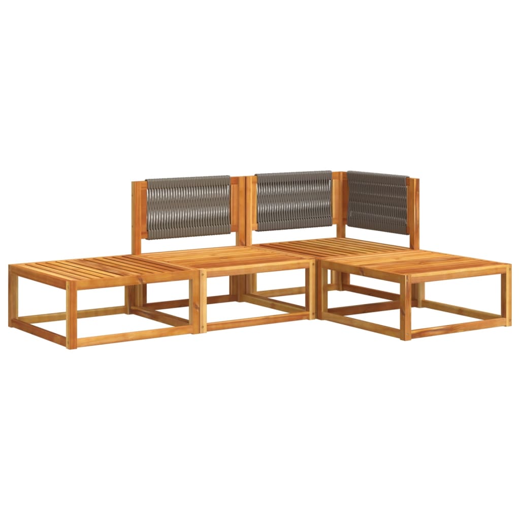 4-tlg. Gartensofa-Set mit Kissen Holz Akazie & Seil