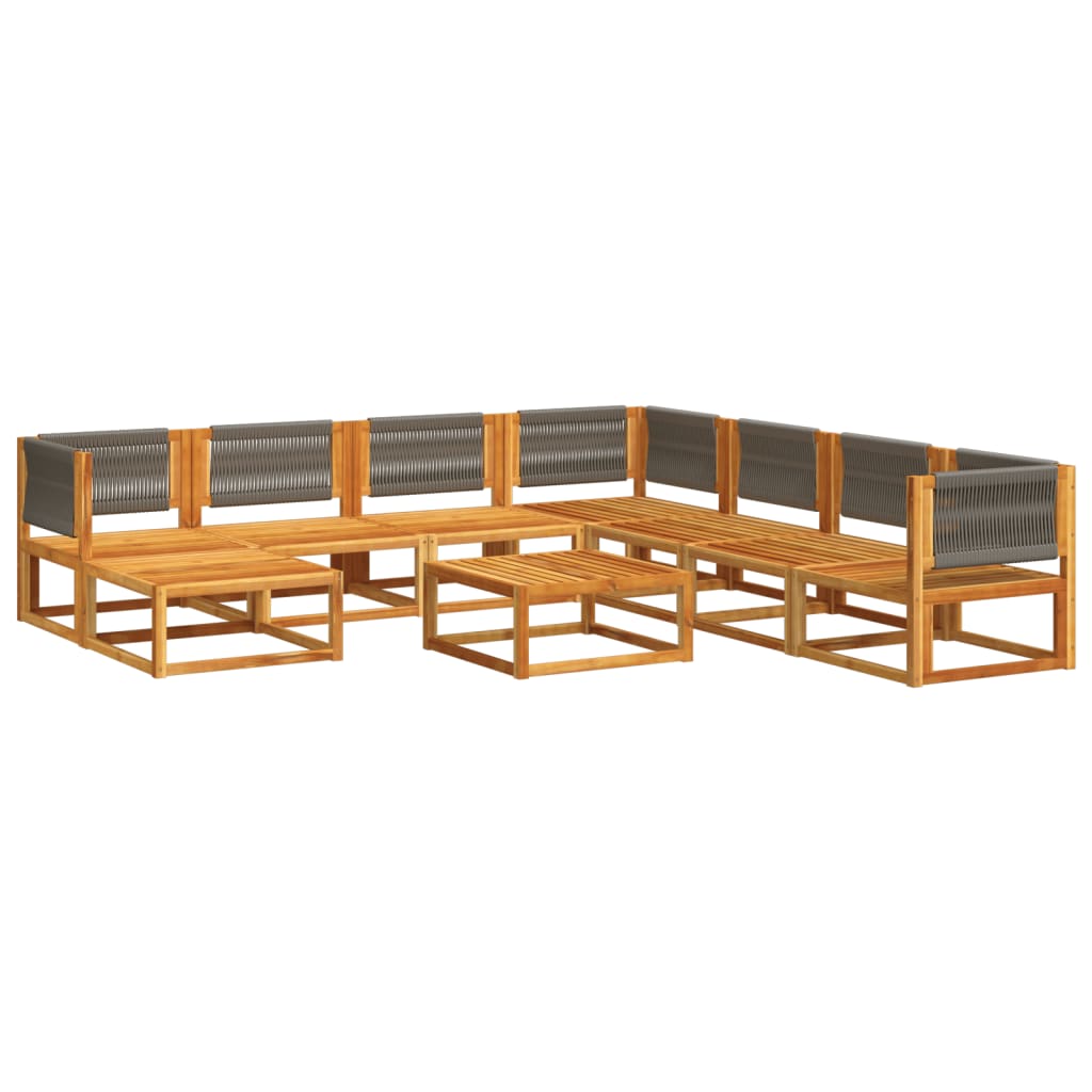 9-tlg. Gartensofa-Set mit Kissen Holz Akazie & Seil