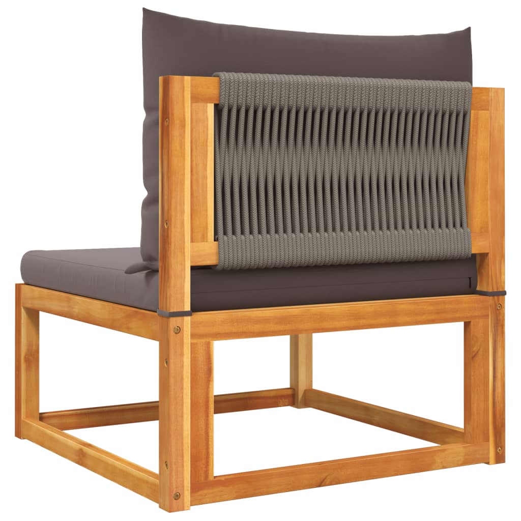 7-tlg. Gartensofa-Set mit Kissen Holz Akazie & Seil