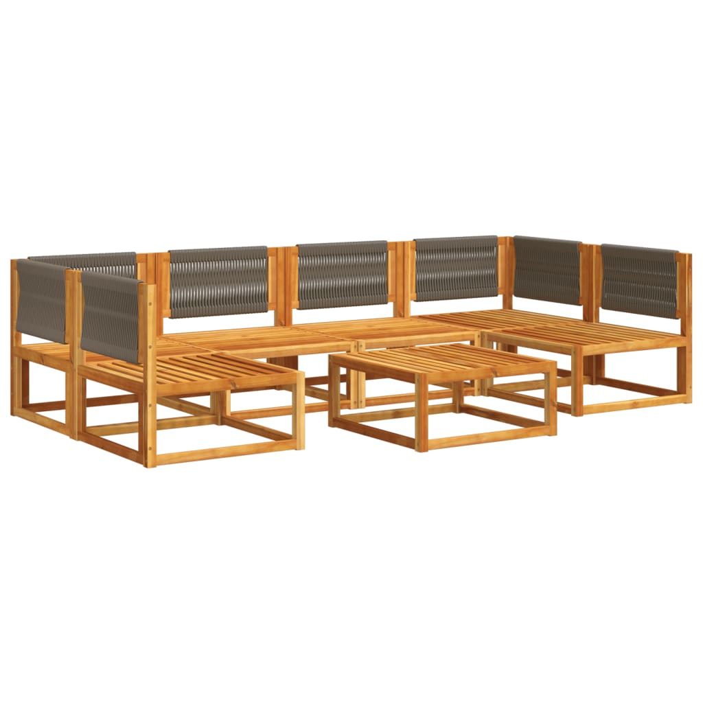 7-tlg. Gartensofa-Set mit Kissen Holz Akazie & Seil