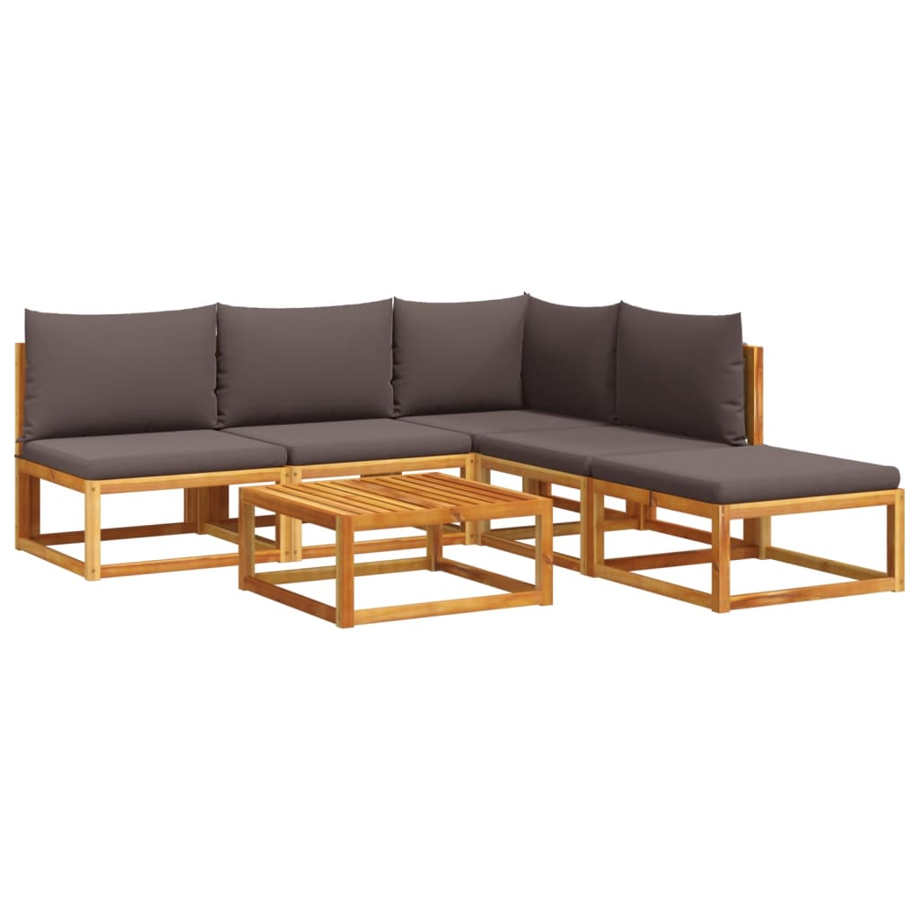 6-tlg. Gartensofa-Set mit Kissen Holz Akazie & Seil