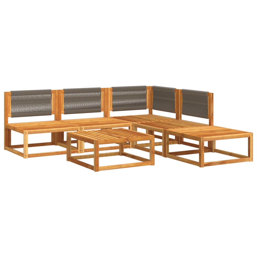 6-tlg. Gartensofa-Set mit Kissen Holz Akazie & Seil